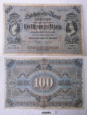 Banknote 100 Mark Sächsische Bank zu Dresden 1911