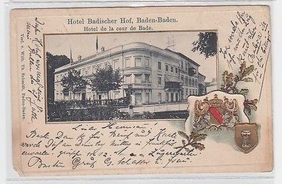 37670 Präge Ak Baden-Baden Hotel Badischer Hof 1908