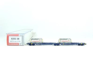 Fleischmann N 825338, Container-Doppeltragwagen, ERR, neu, OVP