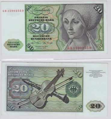 T145386 Banknote 20 DM Deutsche Mark Ro. 271a Schein 2. Jan. 1970 KN GB 1590255 D