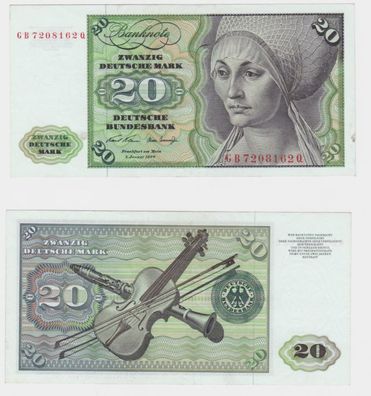 T145802 Banknote 20 DM Deutsche Mark Ro. 271a Schein 2. Jan. 1970 KN GB 7208162 Q