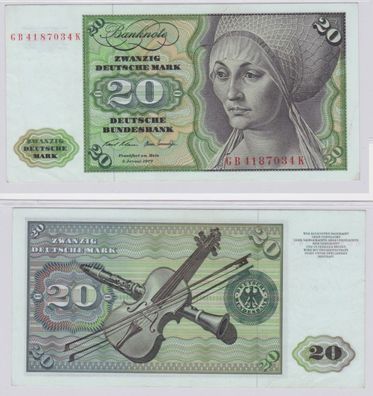 T145766 Banknote 20 DM Deutsche Mark Ro. 271a Schein 2. Jan. 1970 KN GB 4187034 K