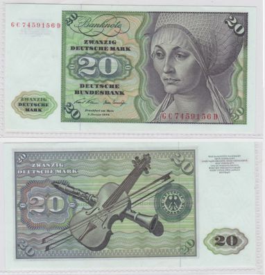 T145845 Banknote 20 DM Deutsche Mark Ro. 271a Schein 2. Jan. 1970 KN GC 7459156 D