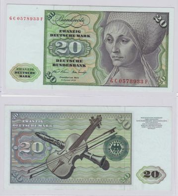 T145930 Banknote 20 DM Deutsche Mark Ro. 271a Schein 2. Jan. 1970 KN GC 0578933 F