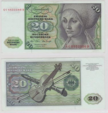 T145529 Banknote 20 DM Deutsche Mark Ro. 271a Schein 2. Jan. 1970 KN GC 8852386 D