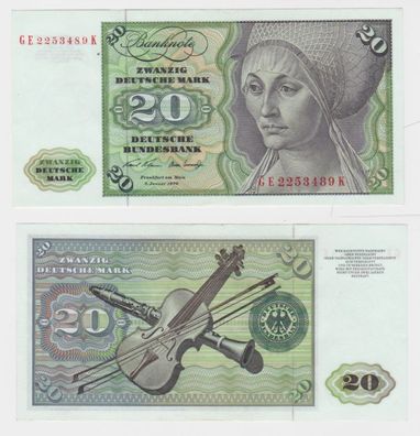 T145548 Banknote 20 DM Deutsche Mark Ro. 271b Schein 2. Jan. 1970 KN GE 2253489 K