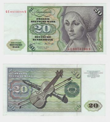 T145570 Banknote 20 DM Deutsche Mark Ro. 271b Schein 2. Jan. 1970 KN GE 0873798 N