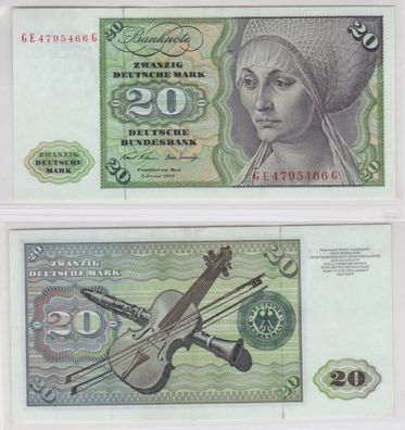 T141285 Banknote 20 DM Deutsche Mark Ro. 271b Schein 2. Jan. 1970 KN GE 4795466 G