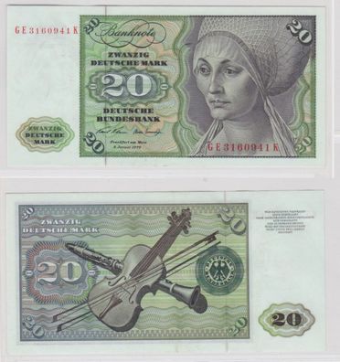 T145891 Banknote 20 DM Deutsche Mark Ro. 271b Schein 2. Jan. 1970 KN GE 3160941 K