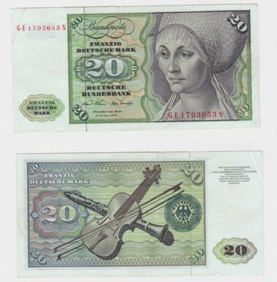 T145850 Banknote 20 DM Deutsche Mark Ro. 271b Schein 2. Jan. 1970 KN GE 1793053 N