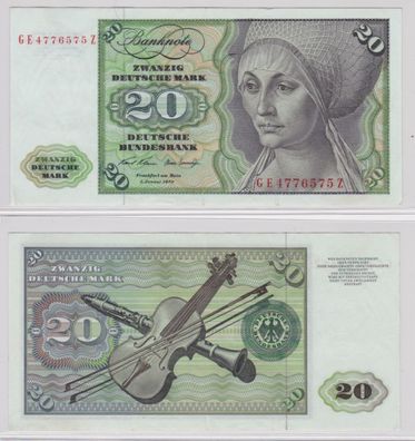 T145771 Banknote 20 DM Deutsche Mark Ro. 271b Schein 2. Jan. 1970 KN GE 4776575 Z