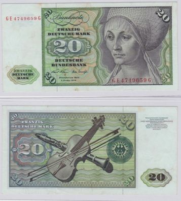 T145809 Banknote 20 DM Deutsche Mark Ro. 271b Schein 2. Jan. 1970 KN GE 4749659 G