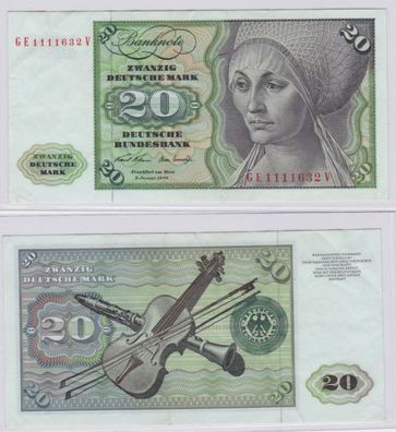 T145726 Banknote 20 DM Deutsche Mark Ro. 271b Schein 2. Jan. 1970 KN GE 1111632 V
