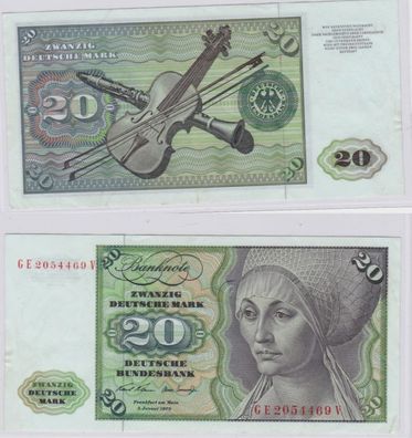 T145924 Banknote 20 DM Deutsche Mark Ro. 271b Schein 2. Jan. 1970 KN GE 2054469 V