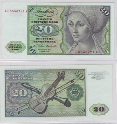 T145884 Banknote 20 DM Deutsche Mark Ro. 271b Schein 2. Jan. 1970 KN GE 3556721 X
