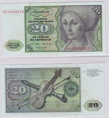 T145963 Banknote 20 DM Deutsche Mark Ro. 271b Schein 2. Jan. 1970 KN GE 0539222 X
