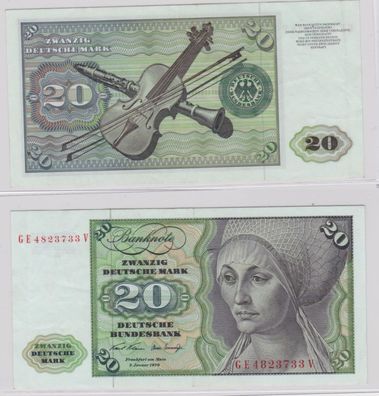 T145698 Banknote 20 DM Deutsche Mark Ro. 271b Schein 2. Jan. 1970 KN GE 4823733 V