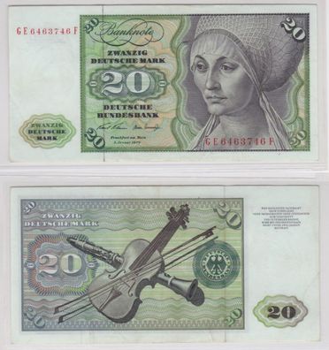 T145702 Banknote 20 DM Deutsche Mark Ro. 271b Schein 2. Jan. 1970 KN GE 6463746 F