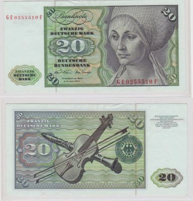 T145379 Banknote 20 DM Deutsche Mark Ro. 271b Schein 2. Jan. 1970 KN GE 0255510 F