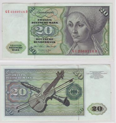 T145537 Banknote 20 DM Deutsche Mark Ro. 271b Schein 2. Jan. 1970 KN GE 2569716 D