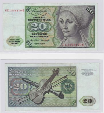 T145922 Banknote 20 DM Deutsche Mark Ro. 271b Schein 2. Jan. 1970 KN GE 1398470 G