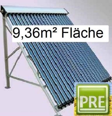 PRE Röhrenkollektor Solaranlage 9,36m² für Flachdach + Solarfelxrohr DN 20, 2in2, 5m