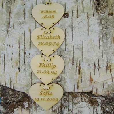 4 Stck Herzen Holz Herz 6 cm als Puzzleteile Personalisiert Hochzeit Geburtstag