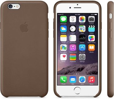 Original Apple iPhone 6 / 6S Leather Case MGR22ZM/ A Hülle Schutzhülle Olive Brown