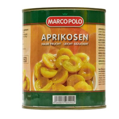 Food-United Aprikosen-hälften leicht gezuckert Füllm 820g ATG 480g