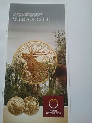 Folder 100 euro 2013 Österreich Gold Rothirsch Wild