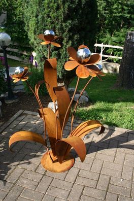 Edelrostblume XXL Edelrost Blume, Gartendeko Rost Metallblume
