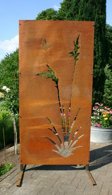 Sichtschutz Edelrost Metall Garten Muster Lilie