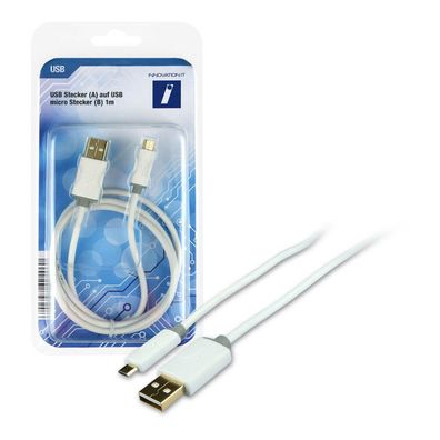 USB A-B micro ST-ST 1m weiß z.B. Samsung Ladekabel