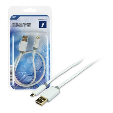 Ladekabel USB A-B micro ST-ST 0,5m weiß z.B. für Samsung uvm.
