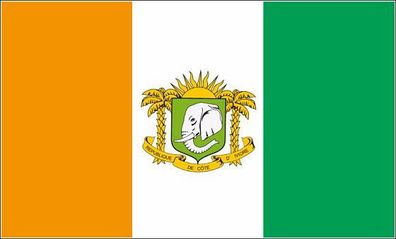 Fahne Flagge Elfenbeinküste mit Wappen Premiumqualität