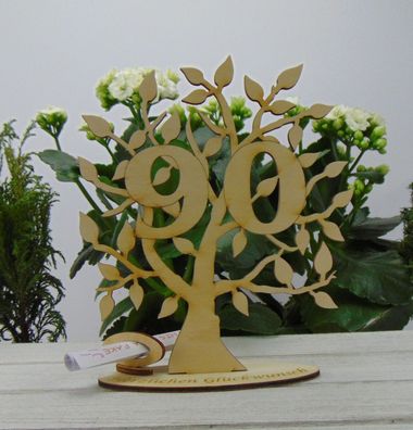 Zum 90 Geburtstag Geldgeschenk Gutschein Geschenk Lebensbaum aus Holz Tischdeko