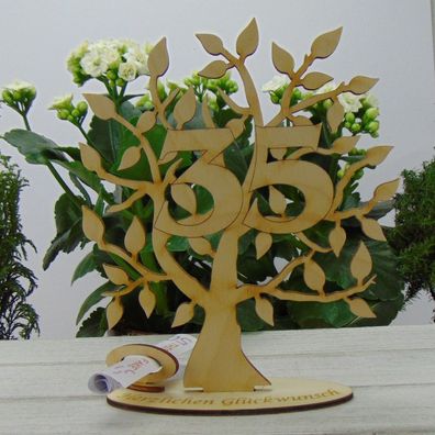 Zum 35 Geburtstag Hochzeitstag Geldgeschenk Gutschein Lebensbaum aus Holz Tischdeko