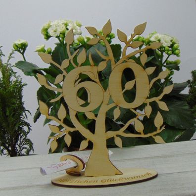 Zum 60 Geburtstag Diamantene Hochzeit Lebensbaum aus Holz Tischdeko