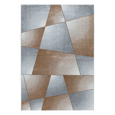 Kurzflor Teppich Terra Grau Design Abstrakt Geometrisch Wohnzimmerteppich Weich