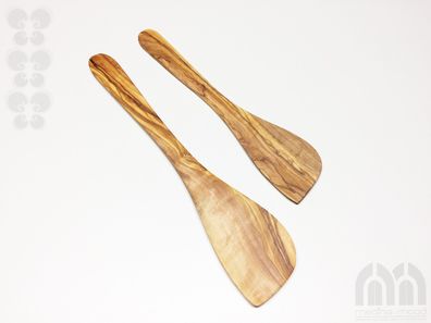 Pfannenwender Länge 30/35 cm wählbar, Flach, Leicht, handgefertigt aus Olivenholz