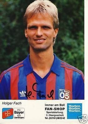 Holger Fach Bayer Uerdingen 1989-90 Autogrammkarte + A 69665