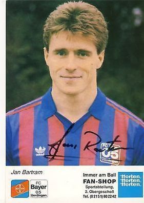 Jan Bartram Bayer Uerdingen 1989-90 Autogrammkarte + A 69668