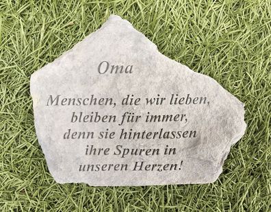 Gedenkstein Oma 18x14cm mit Spruch Steinguss Grabdeko Grabstein