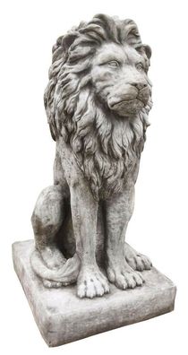 Steinfigur Großer Löwe sitzend XXL 90cm hoch Steinguss Steinlöwe Leo Raubkatze