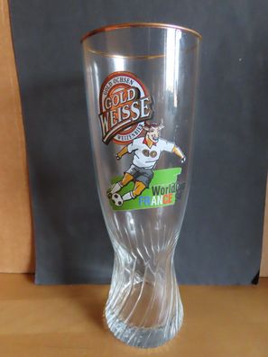 Weizenbierglas Bierglas mit WorlCup France 98 für ca. 0,5L/ Gold Ochsen