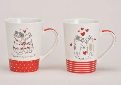 Becher Katze Herz Dekor Tasse Porzellan Katzenliebe Geschenk Katzenfan
