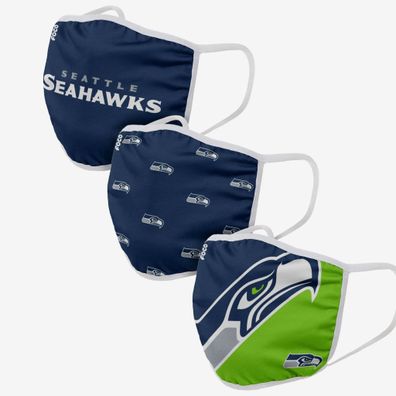 NFL Seattle Seahawks 3er Set Gesichtsabdeckung Mundschutz Face Cover Mask