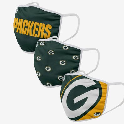 NFL Green Bay Packers 3er Set Gesichtsabdeckung Mundschutz Face Cover Mask