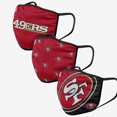 NFL San Francisco 49ers 3er Set Gesichtsabdeckung Mundschutz Face Cover Mask