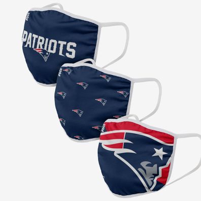 NFL New England Patriots 3er Set Gesichtsabdeckung Mundschutz Face Cover Mask